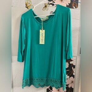 Southern Grace Teal Long Sleeve Top